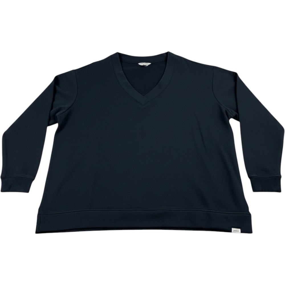Orvis Classic Collec Womens XXL Navy Blue V-Neck Modal Blend Sweatshirt 1720418